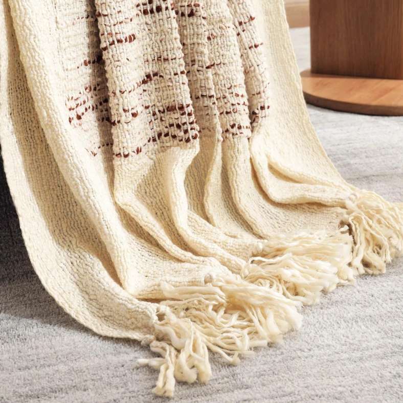 Pan Home Handwoven Throw Blanket - Cream - Image 2