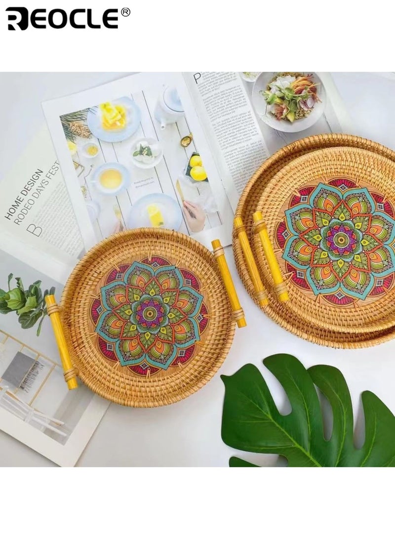 ريوكل سلة تخزين من الخوص المنسوج يدوياً سلة أنيقة من الخيزران مع مقبضين منظم أنيق للاستخدام المنزلي والمكتبي وحضانة الأطفال - Image 3