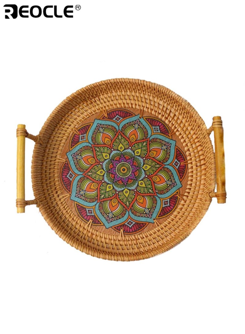 ريوكل سلة تخزين من الخوص المنسوج يدوياً سلة أنيقة من الخيزران مع مقبضين منظم أنيق للاستخدام المنزلي والمكتبي وحضانة الأطفال - Image 2