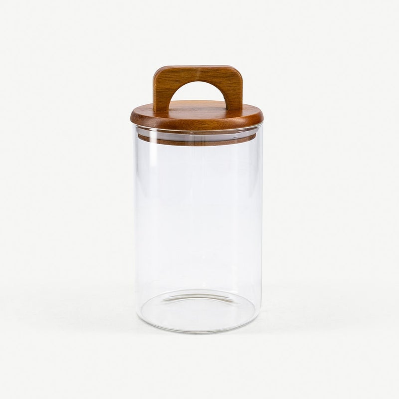 OC HOME Melan Glass Canister with Acacia Lid for Kitchen