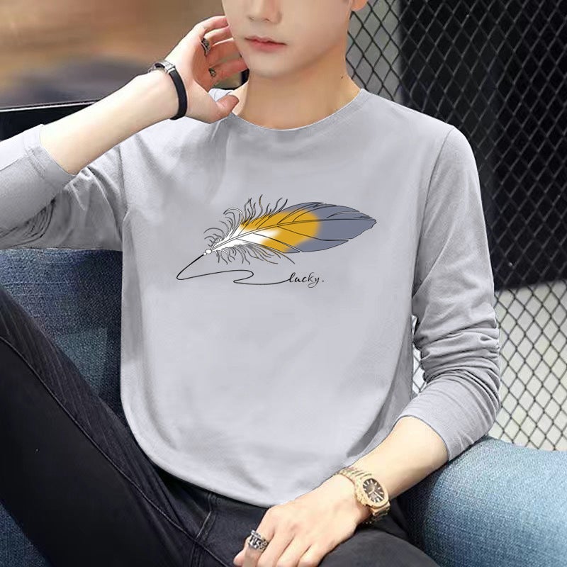 Long-Sleeved T-Shirt Men'S Casual All-Match Autumn New Korean Style Plus Size Trendy Men'S Long-Sleeved Base T-Shirt Stall Supply - Image 1