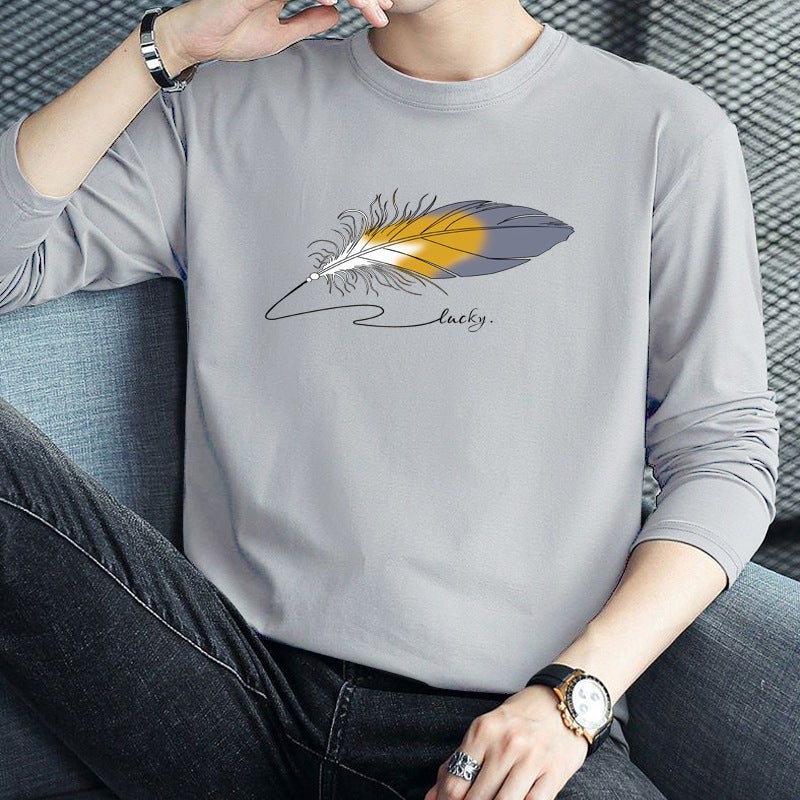 Long-Sleeved T-Shirt Men'S Casual All-Match Autumn New Korean Style Plus Size Trendy Men'S Long-Sleeved Base T-Shirt Stall Supply - Image 2