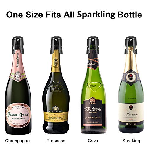 HYZ Champagne Stoppers 2Pack - Stainless Steel Sparkling Wine Bottle Stopper with Pure Silicone Air Tight Seal - Professional Wine Saver for Champagne，Prosecco and Cava (Black) - Image 5