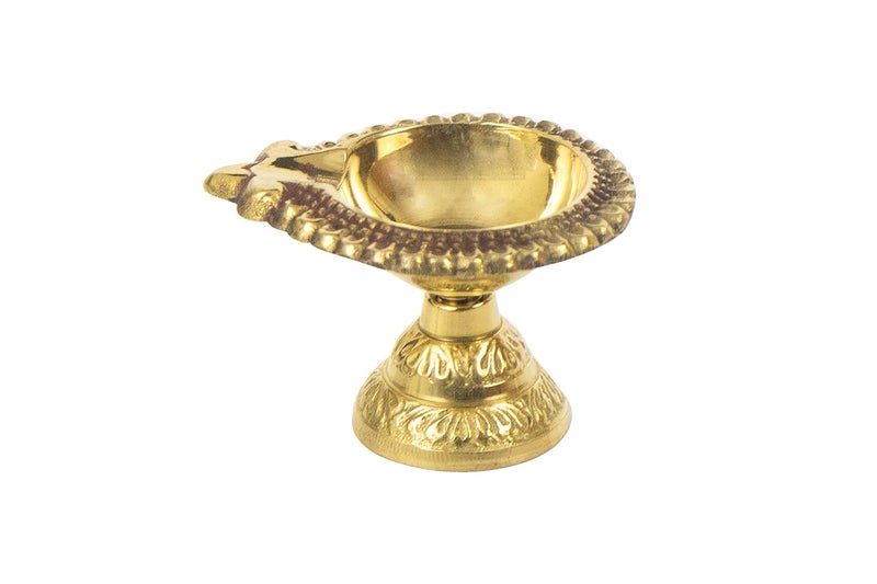 Spillbox Spillbox Traditional Brass Diya for Puja Pooja Aarti Arti Deepak Deepam Oil Lamp for Home Temple Puja Articles Decor Gifts Lakshmi Kuber with Stand 