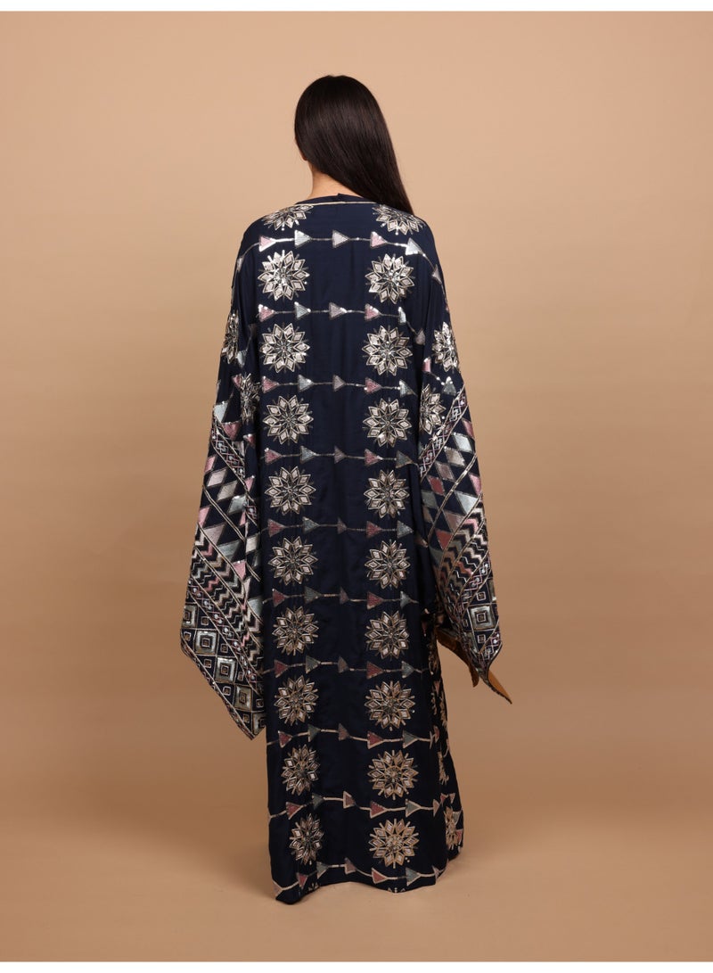 اكسا جلابية اكسا تصميم ناعم IK1106 ازرق - Image 4