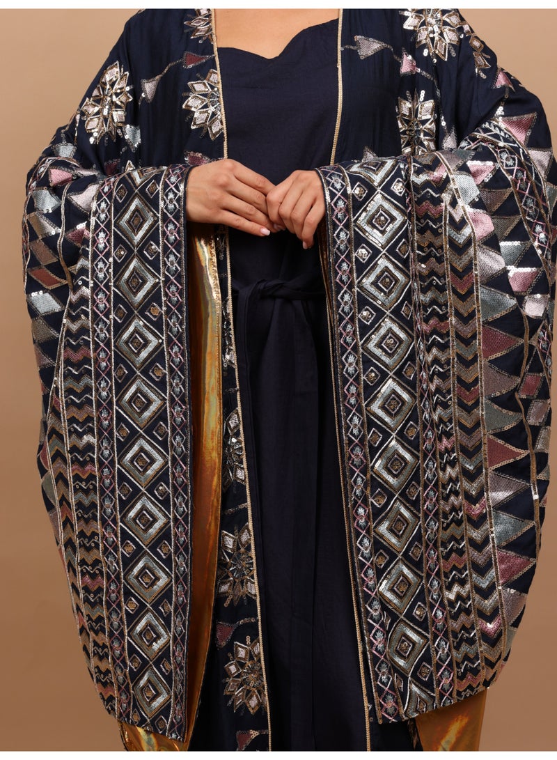 اكسا جلابية اكسا تصميم ناعم IK1106 ازرق - Image 2