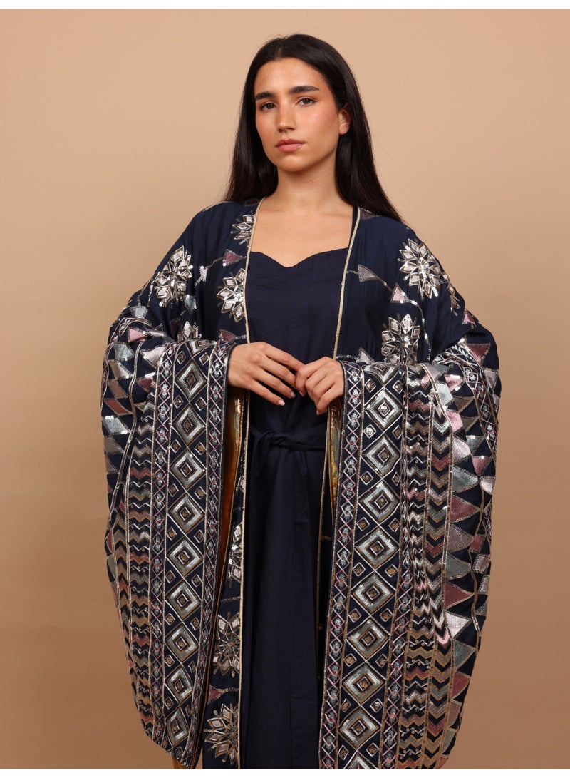 اكسا جلابية اكسا تصميم ناعم IK1106 ازرق - Image 3