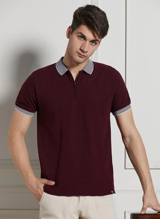 Dennis Lingo Regular Fit Rust Cotton Polo T-Shirt