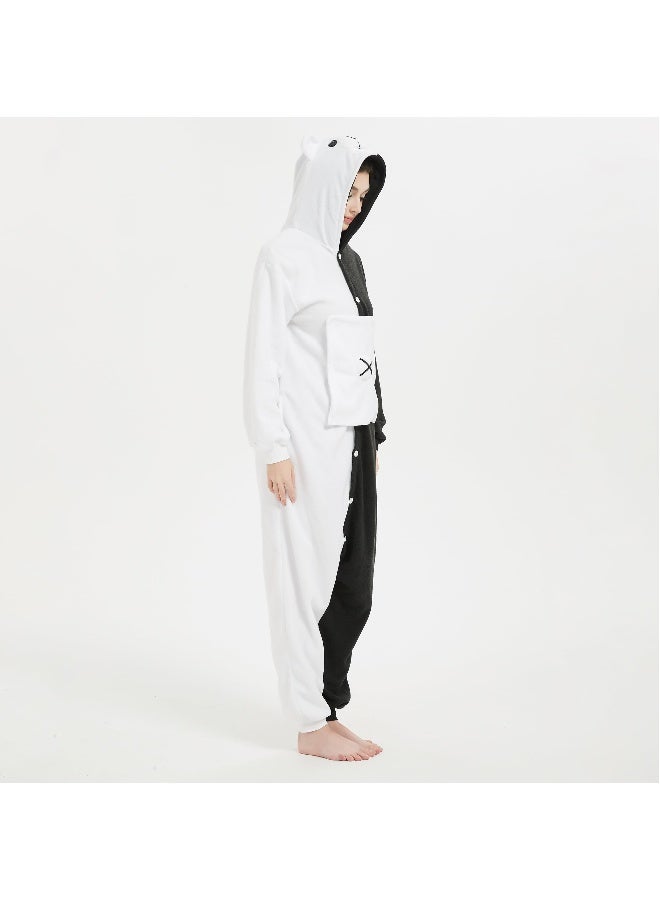 Adult Stitch Onesie Pajamas Cartoon Bear Animal Bodysuit Cosplay Costumes Unisex Teenagers Party Wear Costume Black and White Sleepwear Loose Size M - Image 3