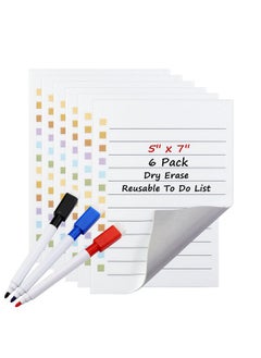 6 Pieces Dry Erase To Do List 5''X7'', Reusable Sticky Notes Task Chart Whiteboard Stickers Planner, Lined Daily Chore Charts With 3 Markers For Wall, Fridge, Mirror
