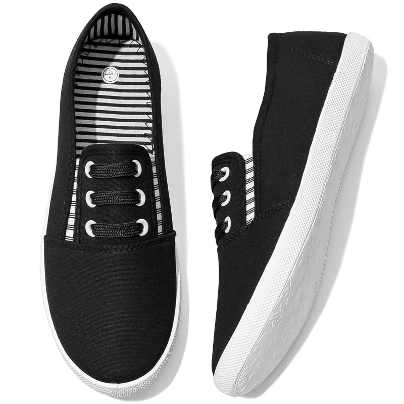 Shupua Womens Slip On Sneakers Canvas Shoes for Women Slip on Shoes Casual Tennis Shoes (Black.us7) - Image 1
