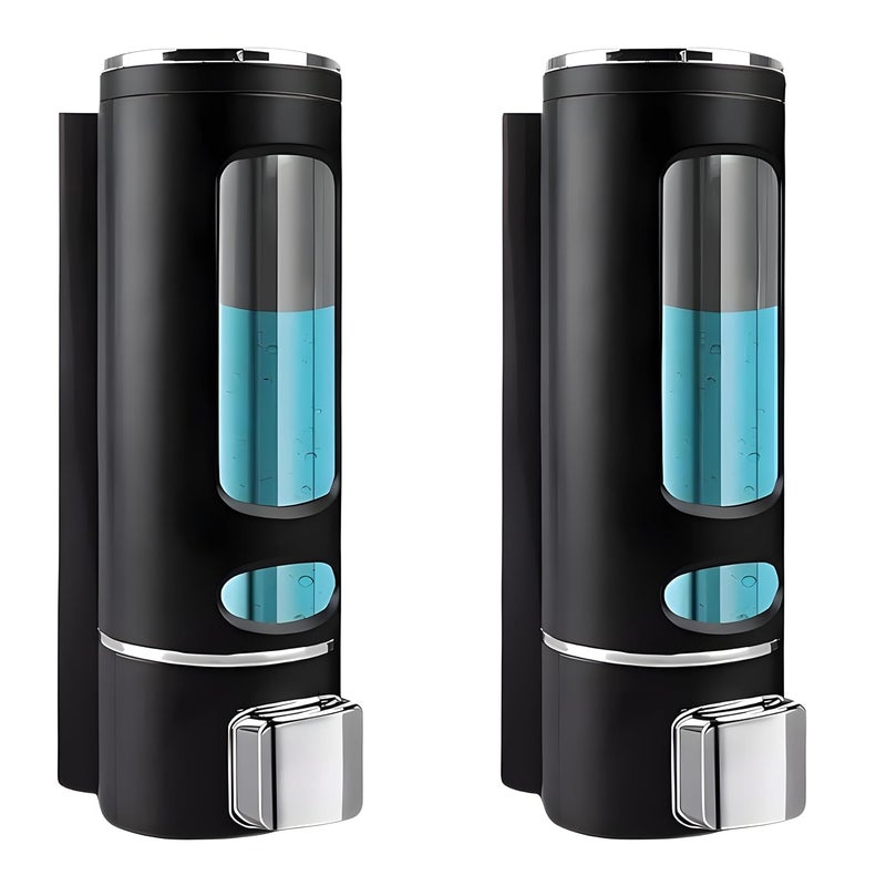 Metwin Wall Mounted Soapdispenser Shampoo Conditioner Gel Liquid Soap Dispenser for Bathroom Kitchen Pack of 2 Black - Image 1