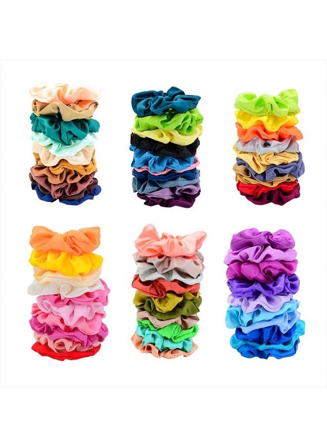 FEMITOM Simnice 60 Colors Silk Large Satin Hair Scrunchies Elastic Hair Bobbles Ponytail Holder Hair Scrunchy Vintage Hair Ties Accessories for Women Girls  - Image 2