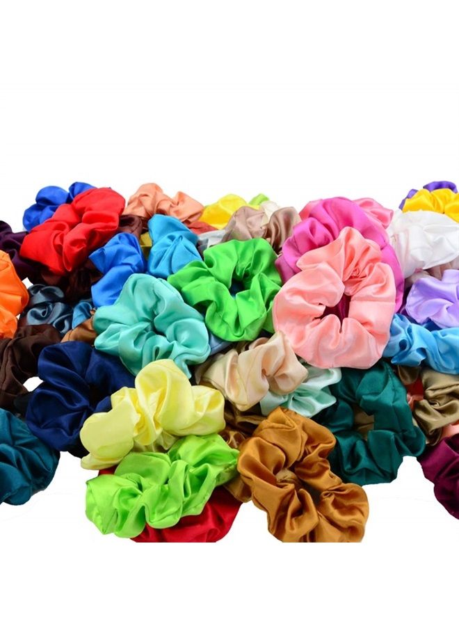 FEMITOM Simnice 60 Colors Silk Large Satin Hair Scrunchies Elastic Hair Bobbles Ponytail Holder Hair Scrunchy Vintage Hair Ties Accessories for Women Girls  - Image 5