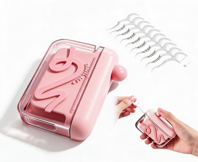 Automatic Floss Dispenser: 50 Pink & Green Floss Picks, Hygienic Sealed Storage, One-Handed Dispensing - Smooth-Gliding High-Strength Picks for Home, Travel and On-The-Go Oral Care - Image 3