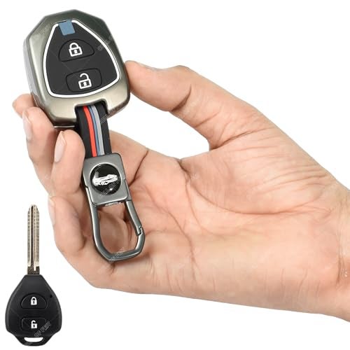 Coll of Fest Metal Silicon Key Cover Compatible for Toyota Innova Fortuner Corolla 2 Button Smart Key Cover Metal & Silicone Protection Special Feature Visible in Low-Light Conditions - Image 2