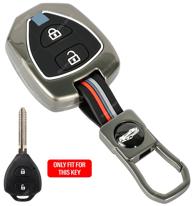Coll of Fest Metal Silicon Key Cover Compatible for Toyota Innova Fortuner Corolla 2 Button Smart Key Cover Metal & Silicone Protection Special Feature Visible in Low-Light Conditions - Image 3