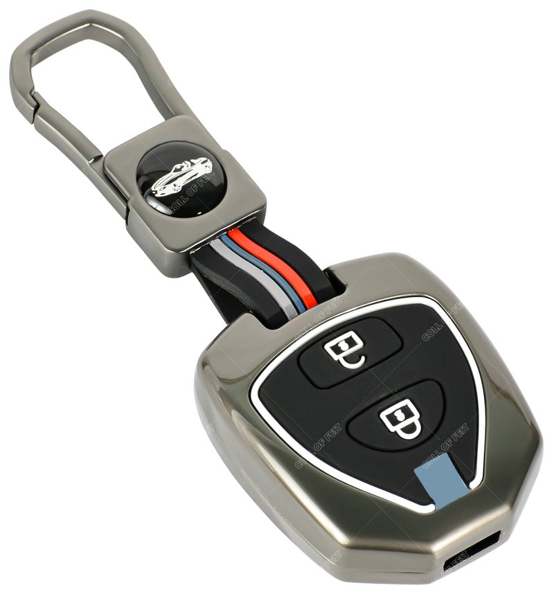 Coll of Fest Metal Silicon Key Cover Compatible for Toyota Innova Fortuner Corolla 2 Button Smart Key Cover Metal & Silicone Protection Special Feature Visible in Low-Light Conditions - Image 4