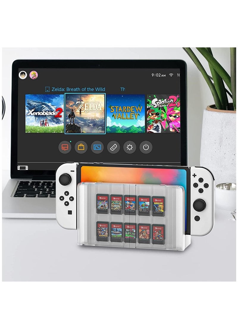 SYOSI Premium Game Card Case for Switch OLED, Switch Card Case Cartridge Game Card Display Cabinet Box, Crystal Clear Game Cartridge Holder for Switch OLED Charging Station (10 Slots)  - Image 2