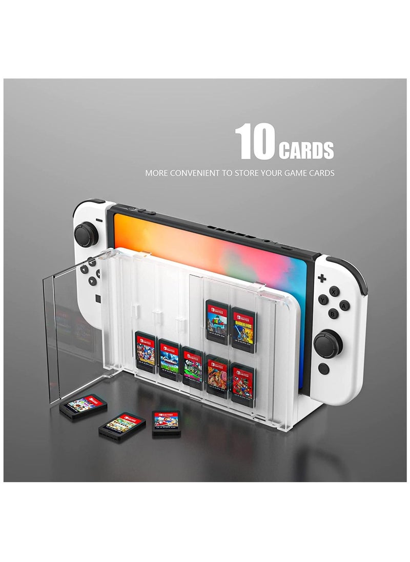 Premium Game Card Case for Switch OLED, Switch Card Case Cartridge Game Card Display Cabinet Box, Crystal Clear Game Cartridge Holder for Switch OLED Charging Station (10 Slots)