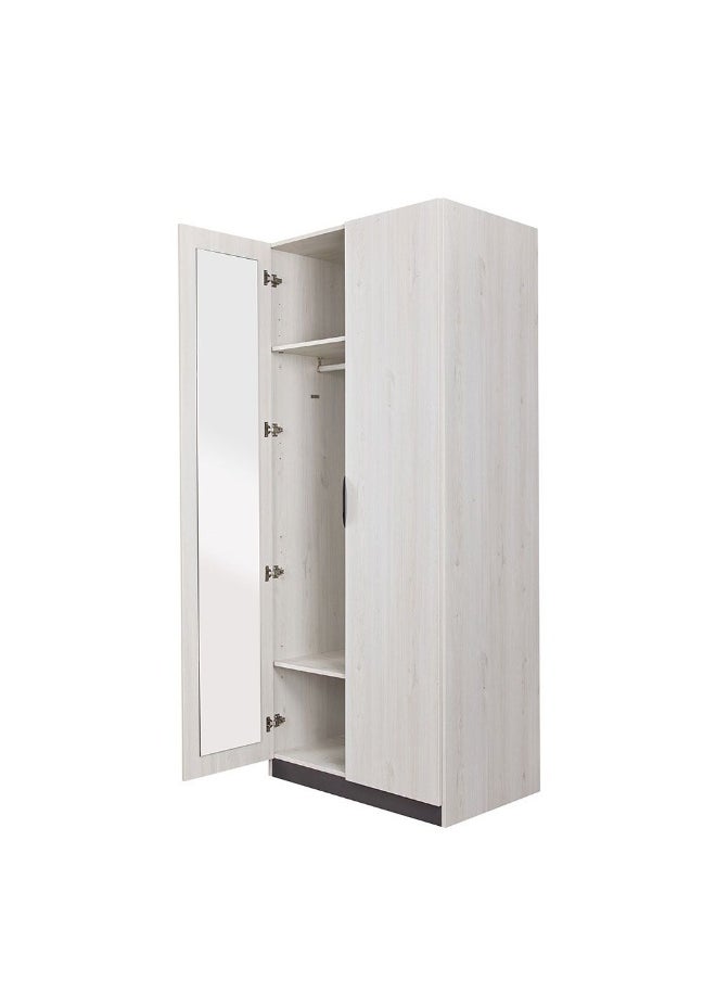 DANUBE HOME Pletora 2 Door Wardrobe With Mirror Inside Sturdy Closet Clothes Storage Cupboard Modern Design Space Saving Swing Door Cabinet For Bedroom L91.6Xw59.5Xh216Cm - Grey Oak  - Image 3