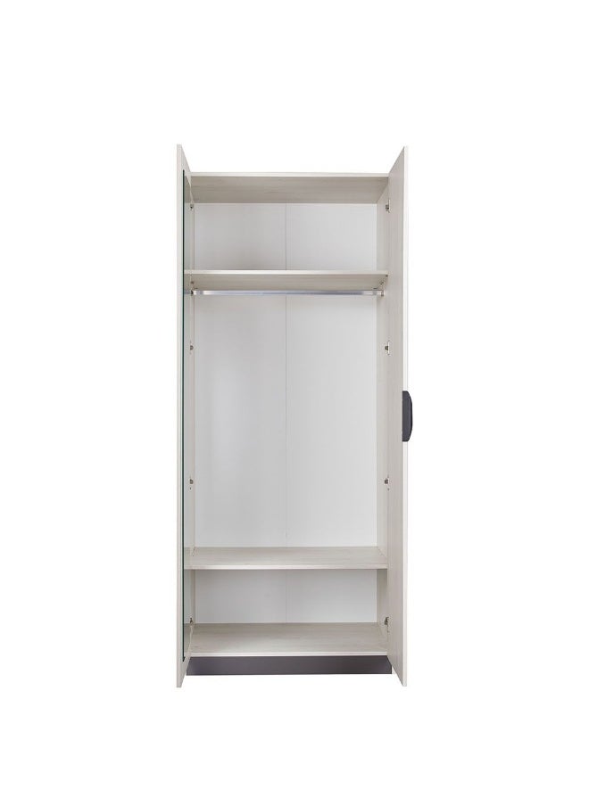 DANUBE HOME Pletora 2 Door Wardrobe With Mirror Inside Sturdy Closet Clothes Storage Cupboard Modern Design Space Saving Swing Door Cabinet For Bedroom L91.6Xw59.5Xh216Cm - Grey Oak  - Image 2