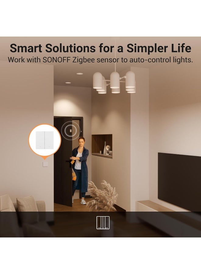 SONOFF SONOFF SwitchMan Zigbee Smart Wall Switch - Two Gang - Zigbee 3.0 - Neutral Optional - Two-Way Control - Smart Home Automation - Compatible with Home Assistant - MQTT - ZHA - Z2M - ZBM5-2C-86W - White - Image 3