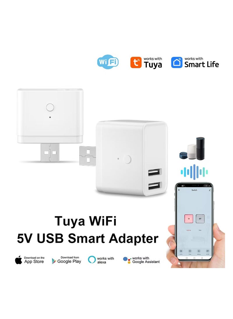 Generic Wi-Fi Tuya Smart USB Adapter 2 USB Ports 5V 2A, Support Remote Control, Voice Control, Scheduling  - Image 3