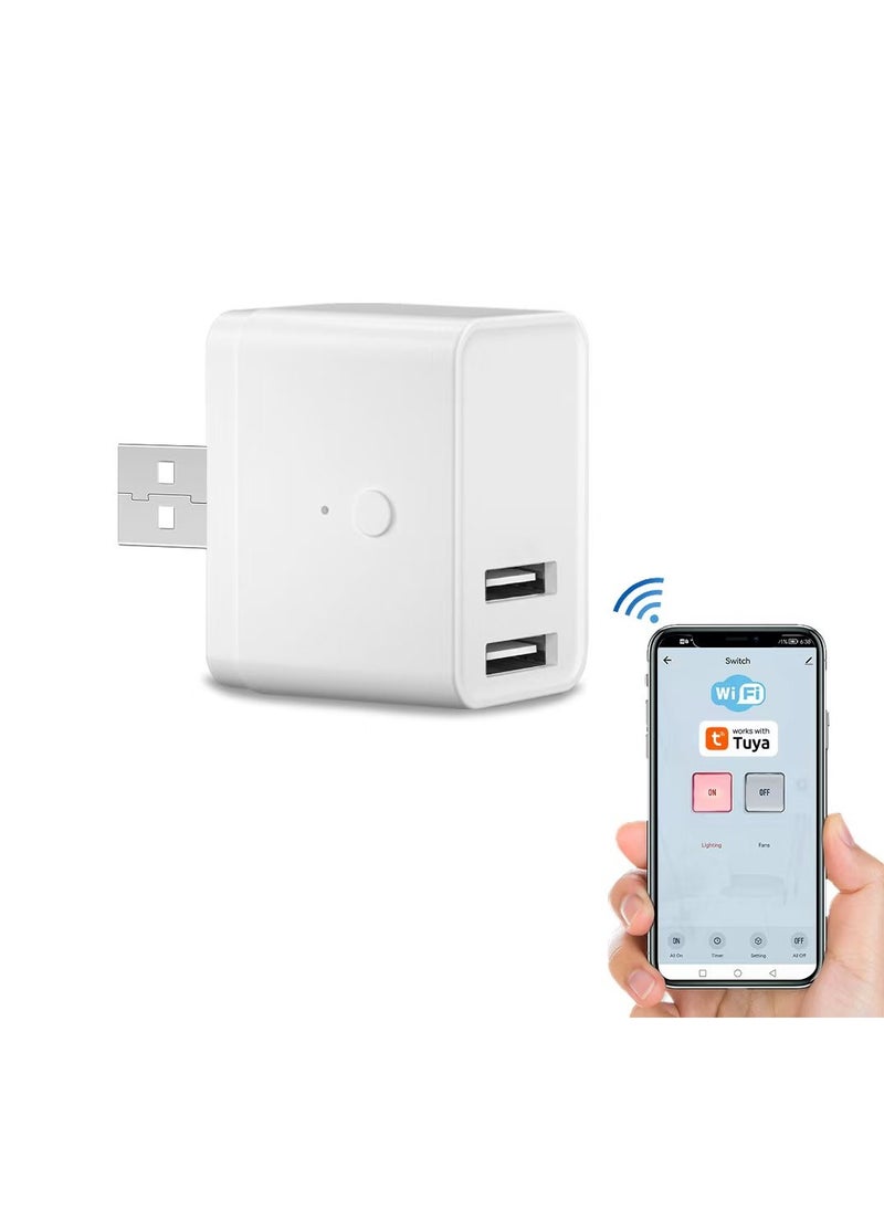 Generic Wi-Fi Tuya Smart USB Adapter 2 USB Ports 5V 2A, Support Remote Control, Voice Control, Scheduling  - Image 2