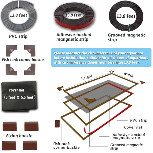 FUYITE 13.8 Feet DIY Magnetic Fish Aquarium Anti-Jumping net Cover, Mesh Screen Netting for Fish Aquarium Screen Top Cover, Reptiles from Jumping Out - Image 2