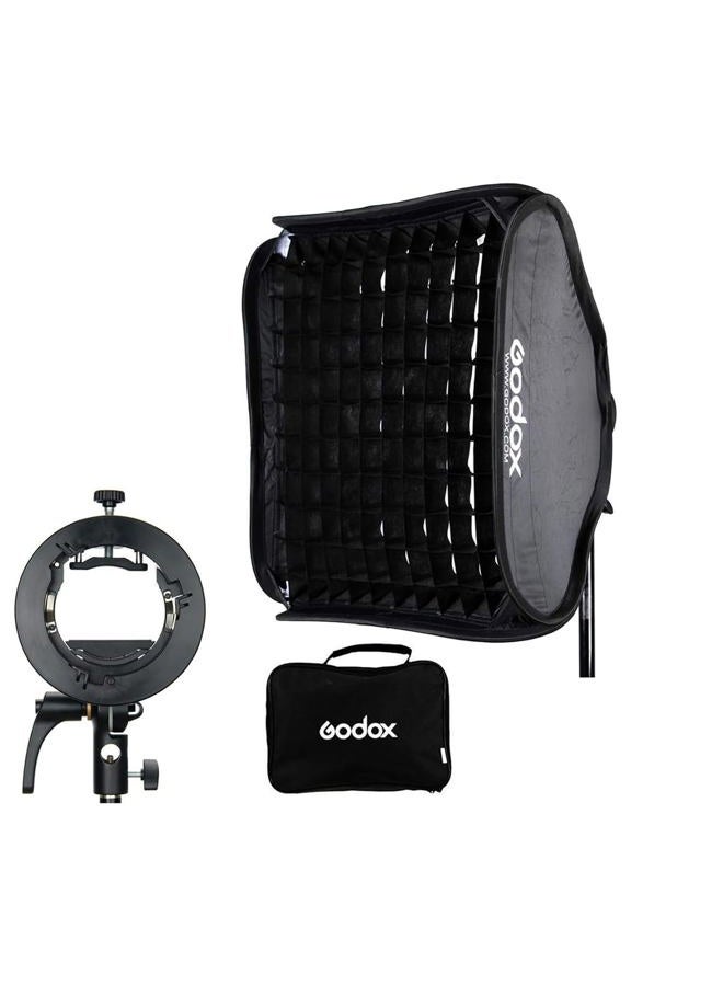 Godox S2 Speedlite Bracket 32"x 32" 80cmx80cm Softbox Grid Kit, Godox Softbox Bowens Mount for Godox V1, AD200Pro, AD200, AD400Pro, V860II Series, TT350 Series, W/Diffuser - Image 1