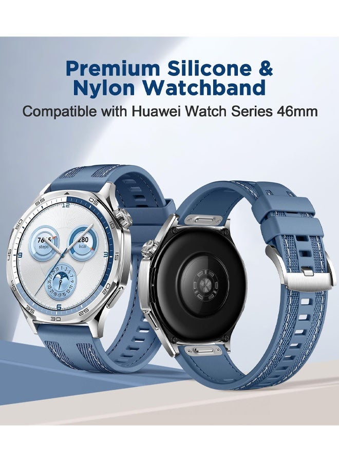 سوار ساعة هواوي مقاس 46 مم GT6/GT5، مصنوع من النايلون والسيليكون، سهل التركيب بضغطة زر واحدة، مناسب لساعات هواوي 46 مم/Ultimate/Watch 4/3، سوار ساعة ناعم ومريح. - Image 2