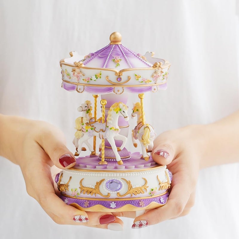 LOVE FOR YOU GiftWrapped Musical Carousel Music Box Color Lights Merry Go Round Horses Unicorn Decor Gifts for Girls and Daughter Granddaughter Niece Women Kids Christmas Birthday - Image 2