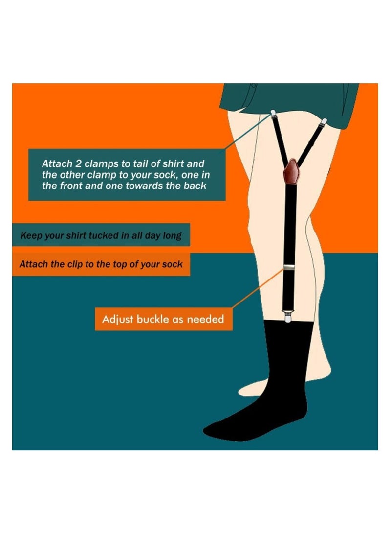 Adjustable Elastic Garter Straps Sock Non-slip Clamps Mens Shirt Stays Holder  - Image 3
