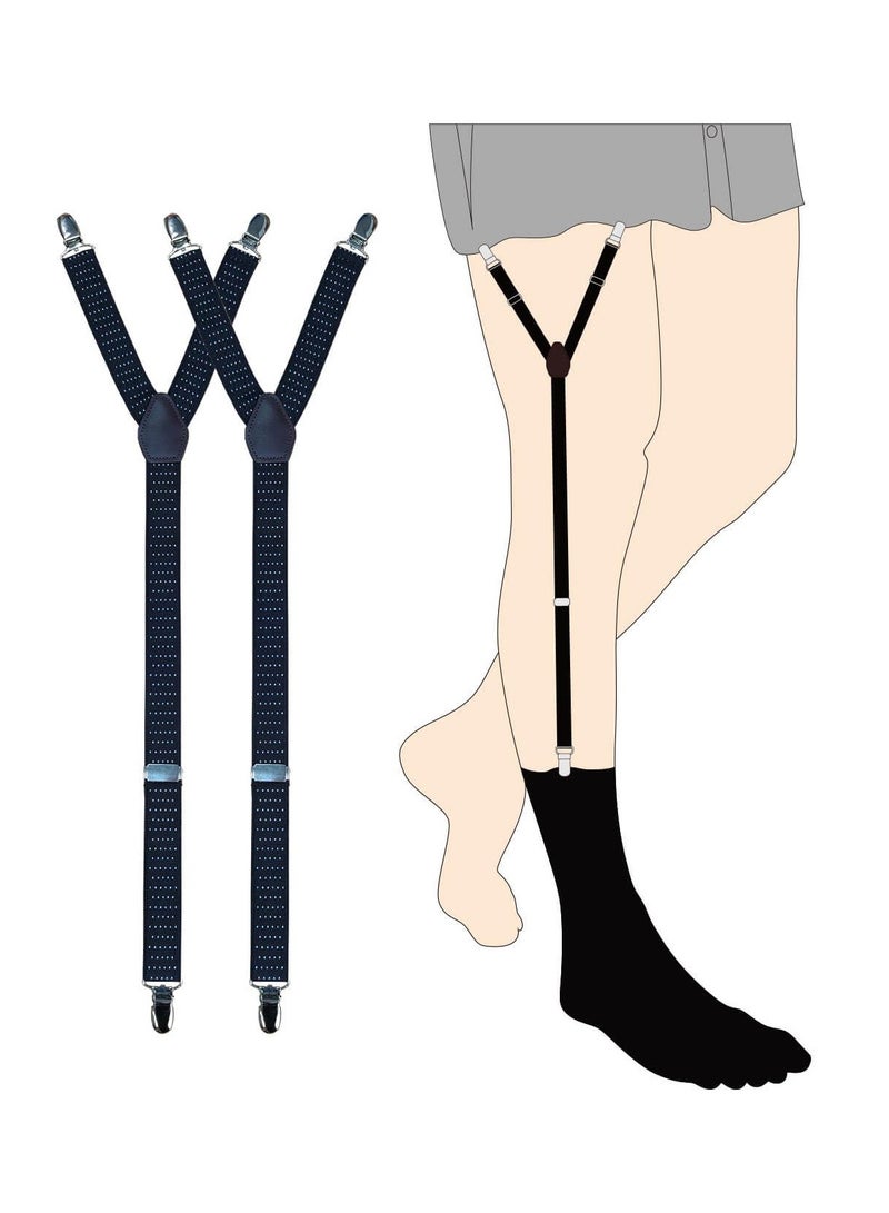 Adjustable Elastic Garter Straps Sock Non-slip Clamps Mens Shirt Stays Holder  - Image 1