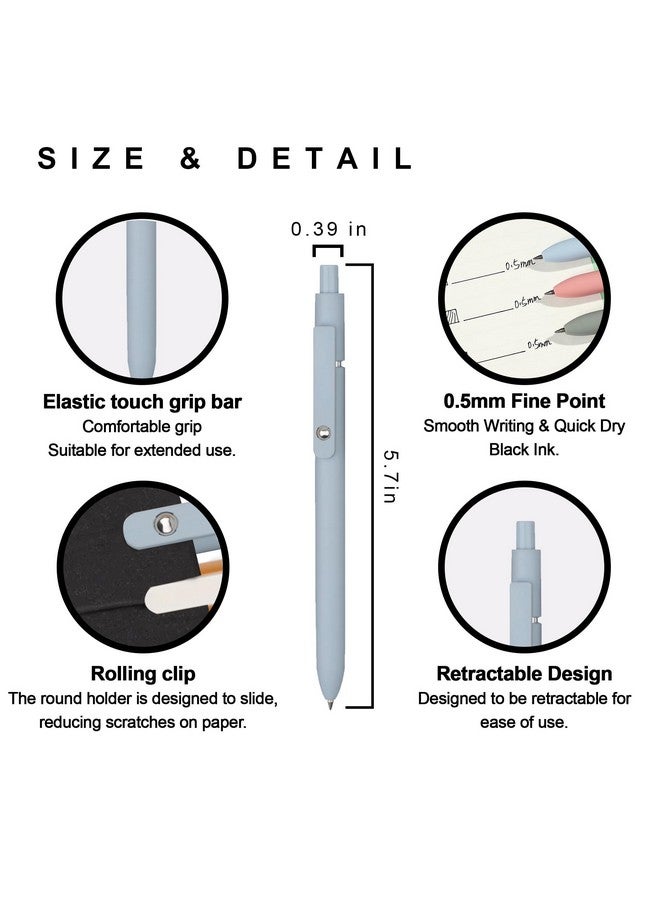Vico Gel Pens, 5 Pcs School Supplies Aesthetic Gel Pens, 0.5Mm Quick Dry Black Ink Pens, Fine Point Smooth Writing Pens For Journaling Note-Taking, Cute Office School Supplies Gifts For Women Men (Morandi) - Image 2