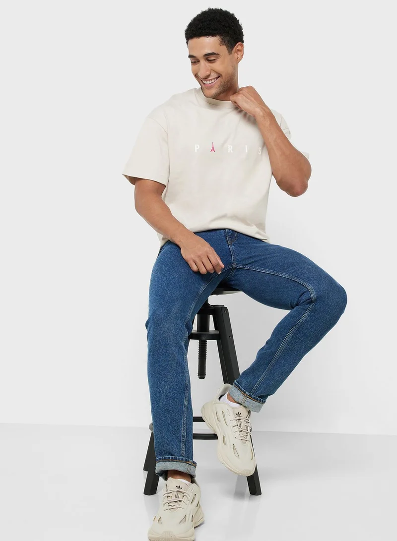JACK & JONES Printed Crew Neck T-Shirt