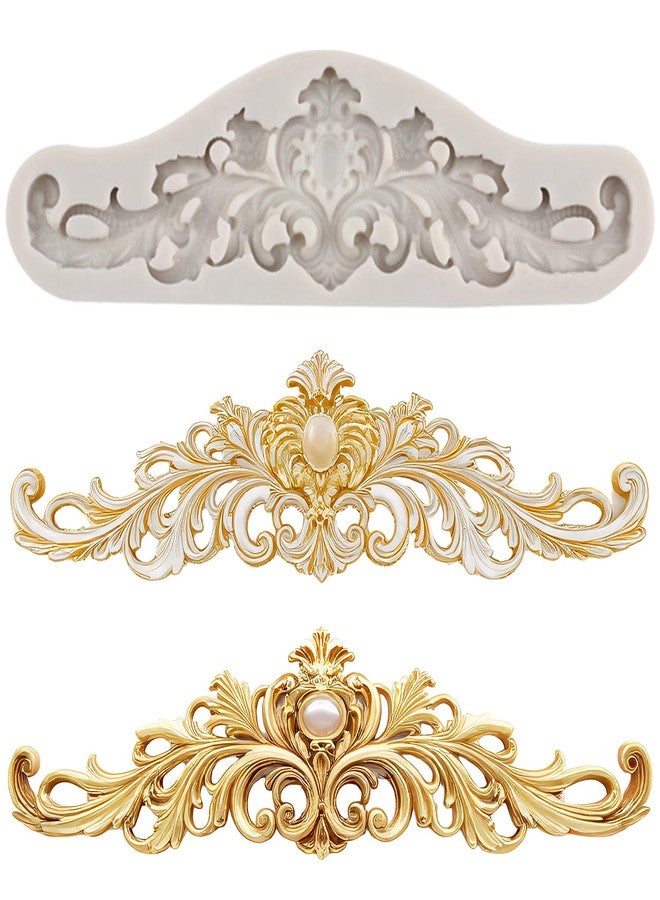 YANQINMS Baroque Style Curlicues Scroll Lace Silicone Fondant Molds Relief Flower Mold Filigree Mold 3D Sculpted For Cake Decorating Cupcake Topper Chocolate Gum Paste Candy Polymer Clay - Image 1