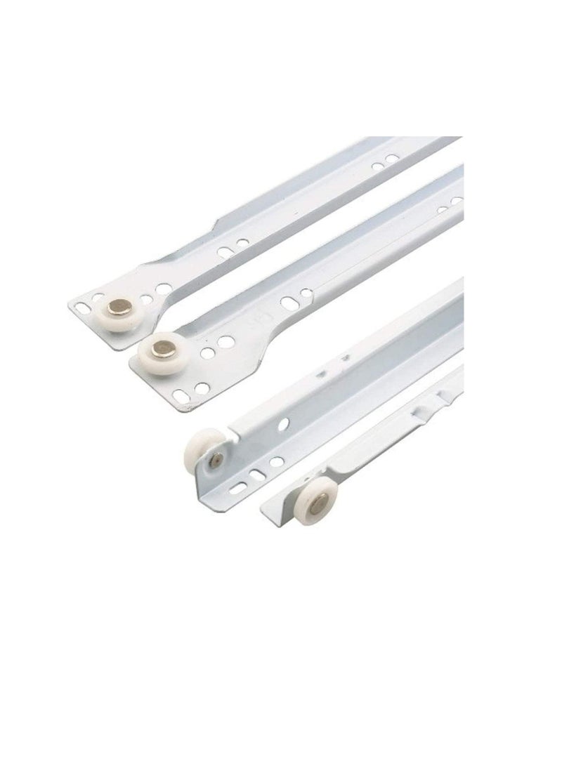 Cabinet Rails Drawer Track Slides For Computer Table Clothing Cabinets With Wheels White Color (18 inch)  - Image 2