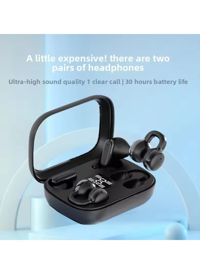 caijin 2-in-1 wireless earphones, clip-on in-ear wireless Bluetooth earphones, Bluetooth 5.4, waterproof, Bluetooth noise reduction ENC, with LED display, long battery life, suitable for study and sports - Image 2