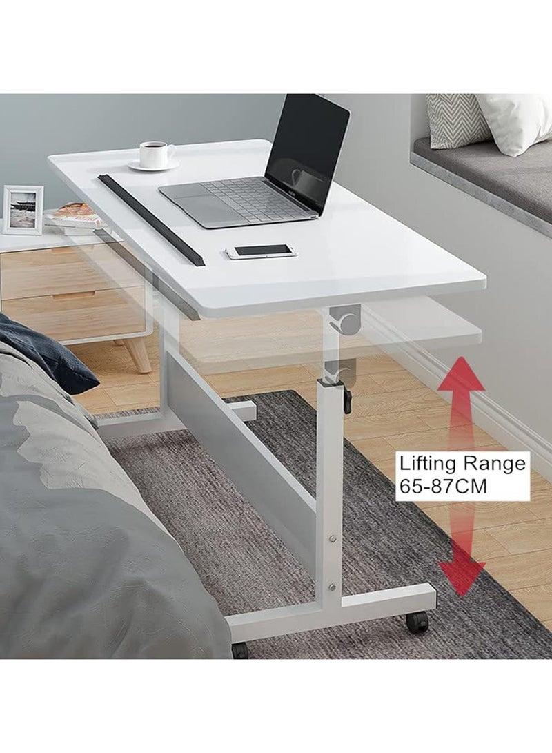 DubaiGallery Mobile Bedside Laptop Desk, Lifted Height Adjustable Home Office Computer Desk with 4 Wheels. Foldable Multifunctional Side Table for Sofa, Bedroom, Living Room, Office, Hospital Bed - Image 3