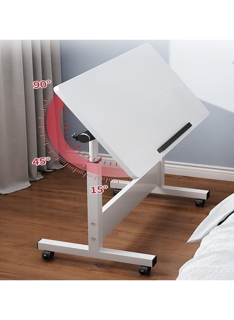 DubaiGallery Mobile Bedside Laptop Desk, Lifted Height Adjustable Home Office Computer Desk with 4 Wheels. Foldable Multifunctional Side Table for Sofa, Bedroom, Living Room, Office, Hospital Bed - Image 2