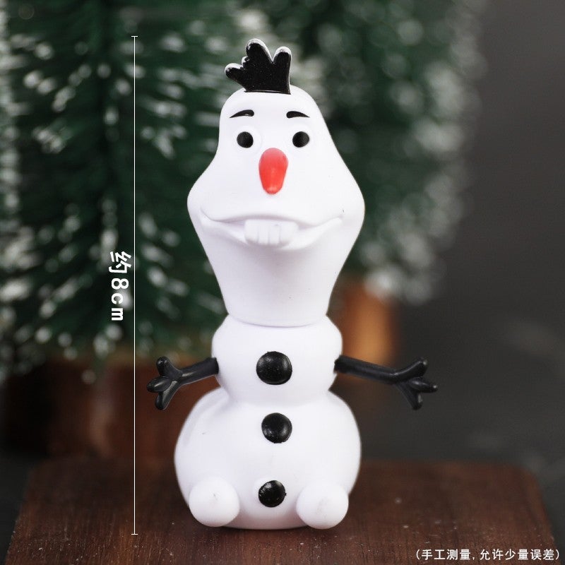 Internet Celebrated Girl Birthday Cake Decoration Ice Queen Elsa Princess Decoration Digital Birthday Light Plug-in Plastic snow monster