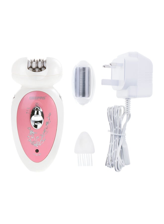 GEEPAS 2-in-1 Rechargeable Ladies Epilator Set 2 Speed Settings, 2 Attachments, Smart Light For Clear Viewing, Removes Finest Of Hair From The Roots Sharp Blades White/Pink - Image 1