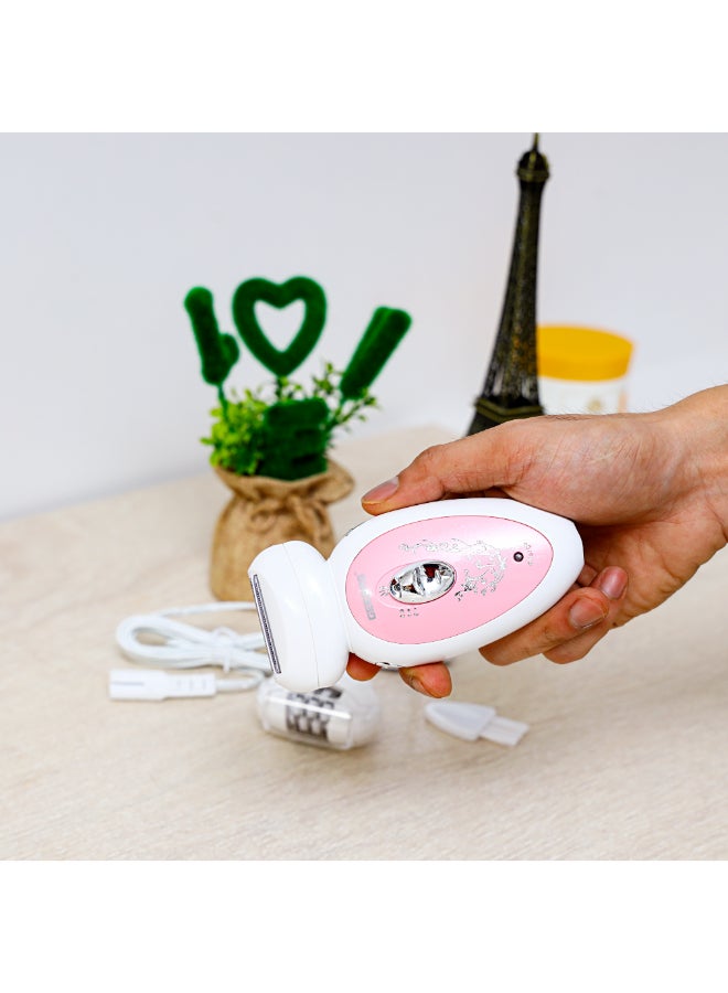 GEEPAS 2-in-1 Rechargeable Ladies Epilator Set 2 Speed Settings, 2 Attachments, Smart Light For Clear Viewing, Removes Finest Of Hair From The Roots Sharp Blades White/Pink - Image 3