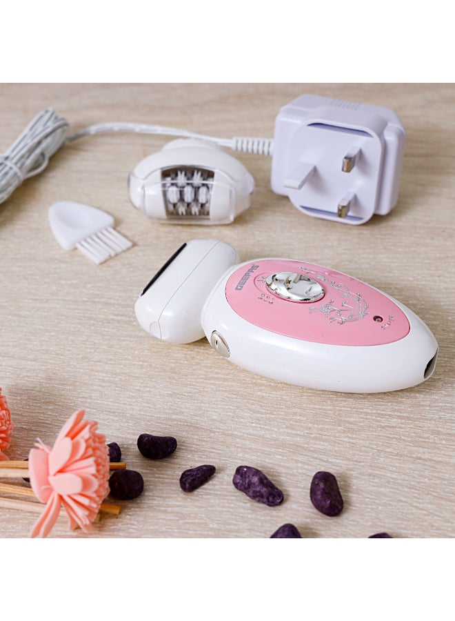 GEEPAS 2-in-1 Rechargeable Ladies Epilator Set 2 Speed Settings, 2 Attachments, Smart Light For Clear Viewing, Removes Finest Of Hair From The Roots Sharp Blades White/Pink - Image 5