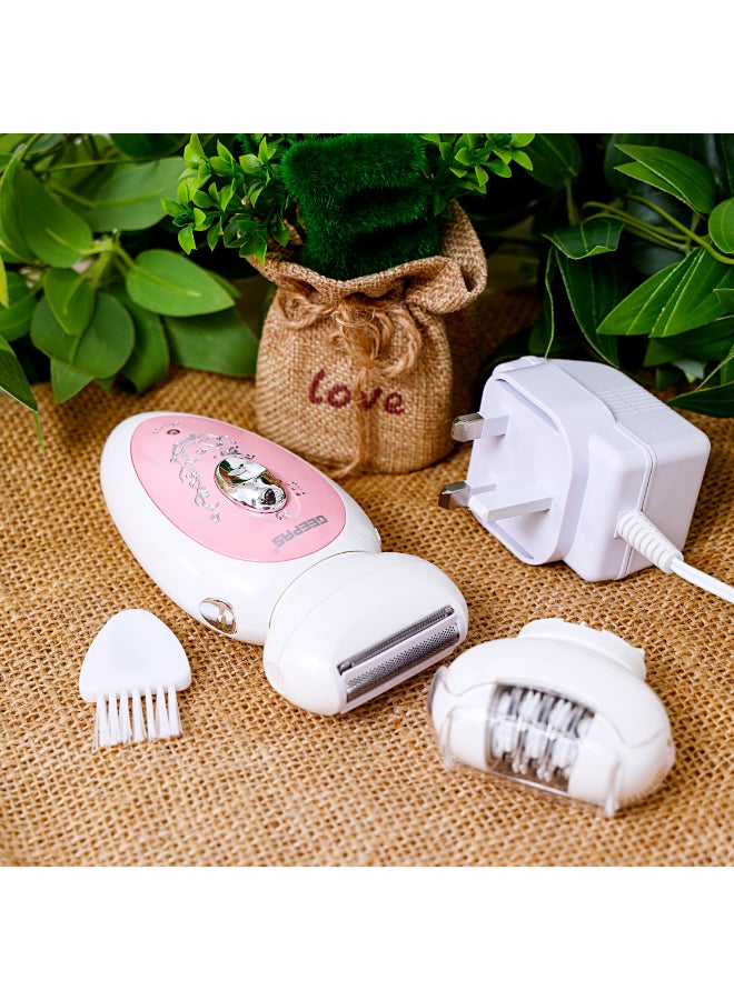 GEEPAS 2-in-1 Rechargeable Ladies Epilator Set 2 Speed Settings, 2 Attachments, Smart Light For Clear Viewing, Removes Finest Of Hair From The Roots Sharp Blades White/Pink - Image 4