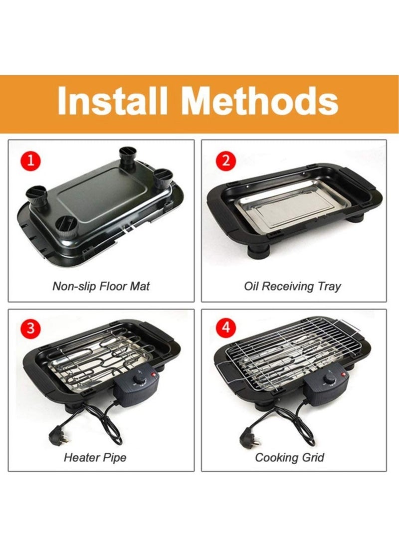 ELTRAZONE شواية كهربائية بدون دخان للاستخدام الداخلي/الخارجي، شواية محمولة على سطح الطاولة، شوايات للمطبخ، تحكم في درجة الحرارة قابل للتعديل، صينية تنقيط مملوءة بالماء قابلة للإزالة، 2000 وات، أسود (قابس الاتحاد الأوروبي) - Image 5