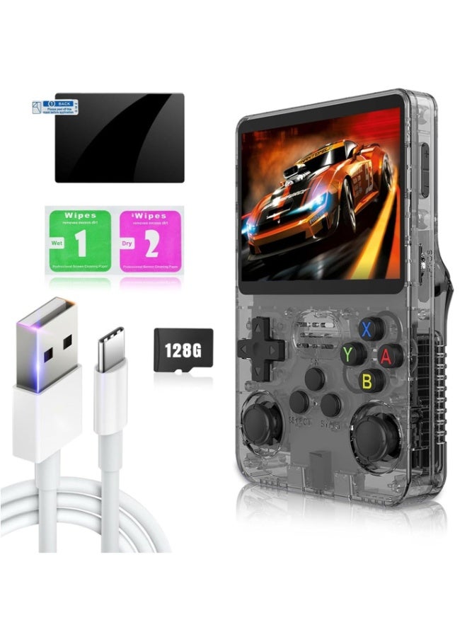 EVEREEN R36S Handheld Retro Gaming Console Linux System with 128G TF Card, Preloaded with 15000+ Games, Retro Video Game Console 3.5-inch IPS Screen (Black 128G) - Image 1
