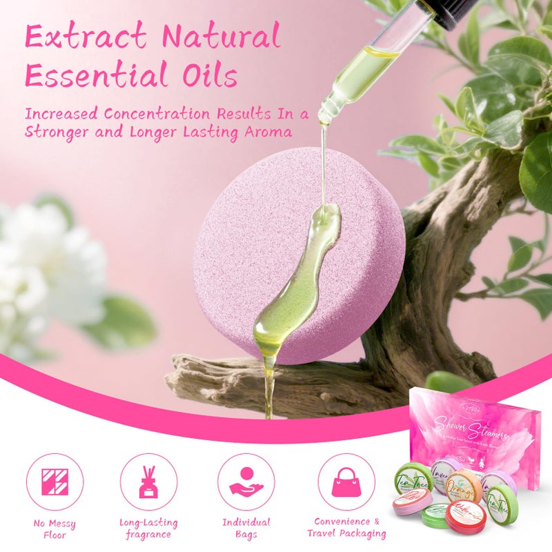HFHO Shower Steamers Aromatherapy 8 Pack - Gifts for Women, Shower Bombs with Essential Oils, Self Care and Stress Relief Stocking Stuffers, Relaxation Birthday Gifts for Women and Men. Pastel Flow Style - Image 3